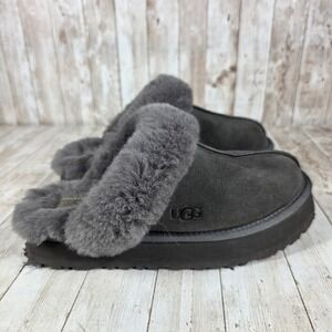 UGG Oh Yeah Gray Shearling Slide Sandals Women's Size 9 Comfortable